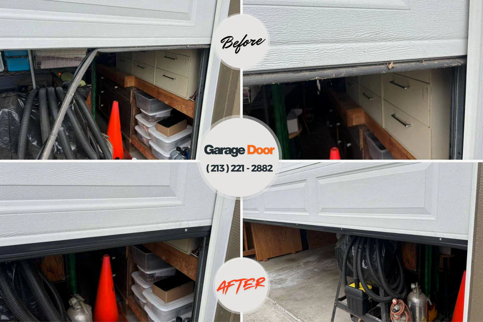 Before and after: garage door repair Brinkley, AR